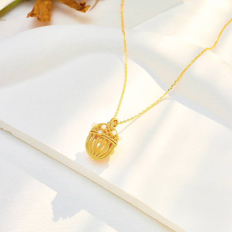 18K gold-plated acorn necklace (openable)