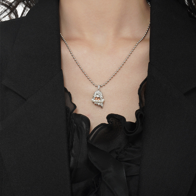 Light luxury love ghost pearl silver necklace AL24111603