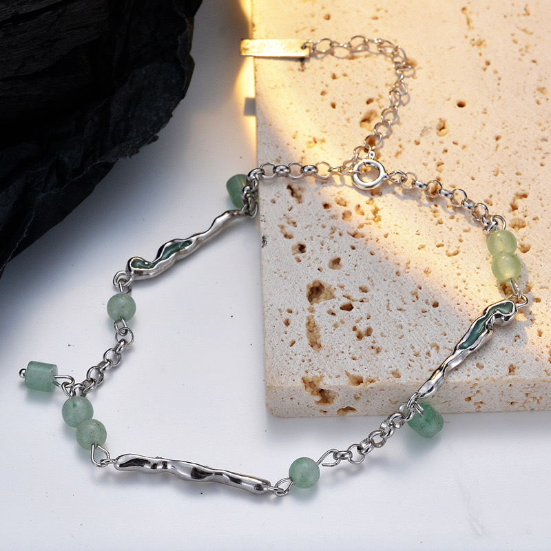 Light Luxury Forest Green Enamel Silver Anklet FL24110705