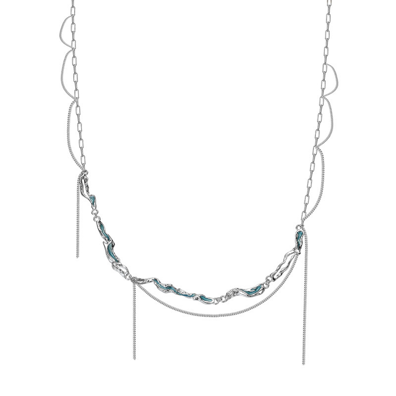 Ice Lake Series Tassel Silver Necklace NN67220187