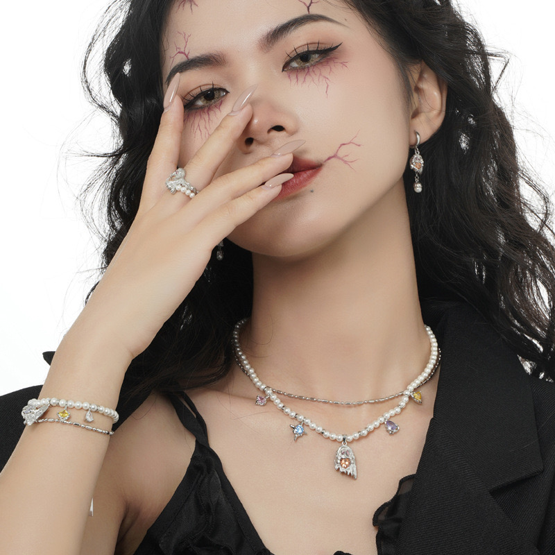 European Ghost Element Street Punk Style Silver Necklace AL24110401