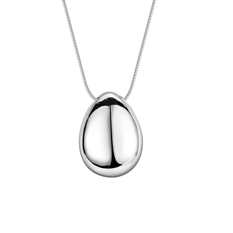 Light luxury heavy industry drop-shaped glossy silver necklace AL24110403