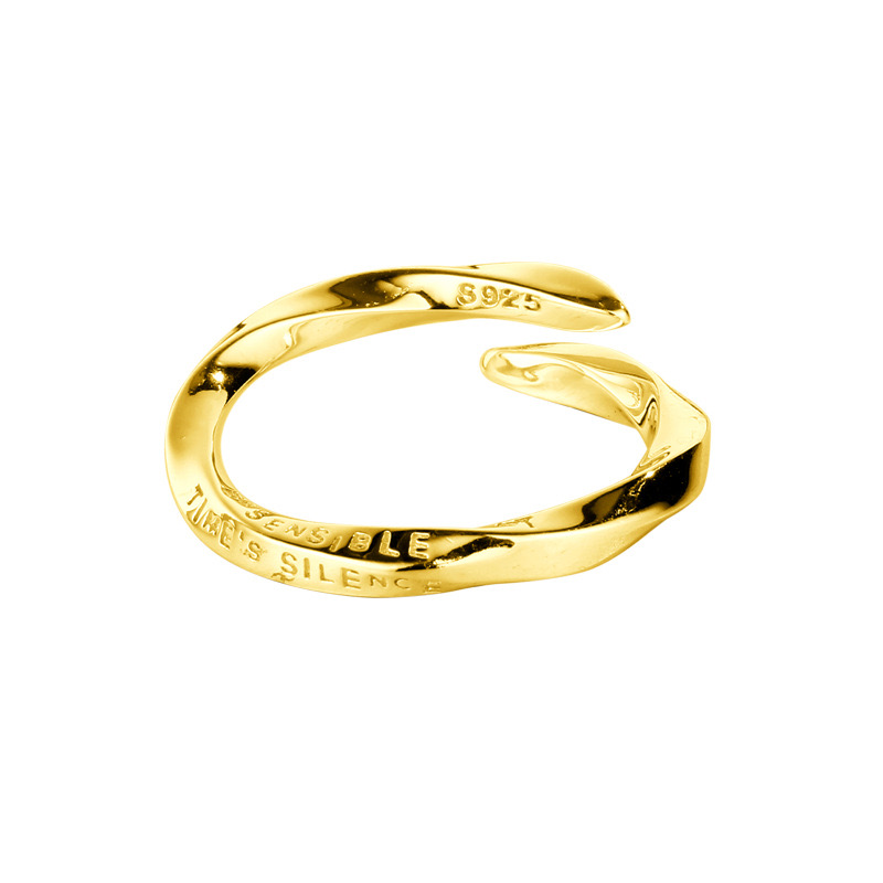 Light luxury Mobius twisted square line silver ring II24111501