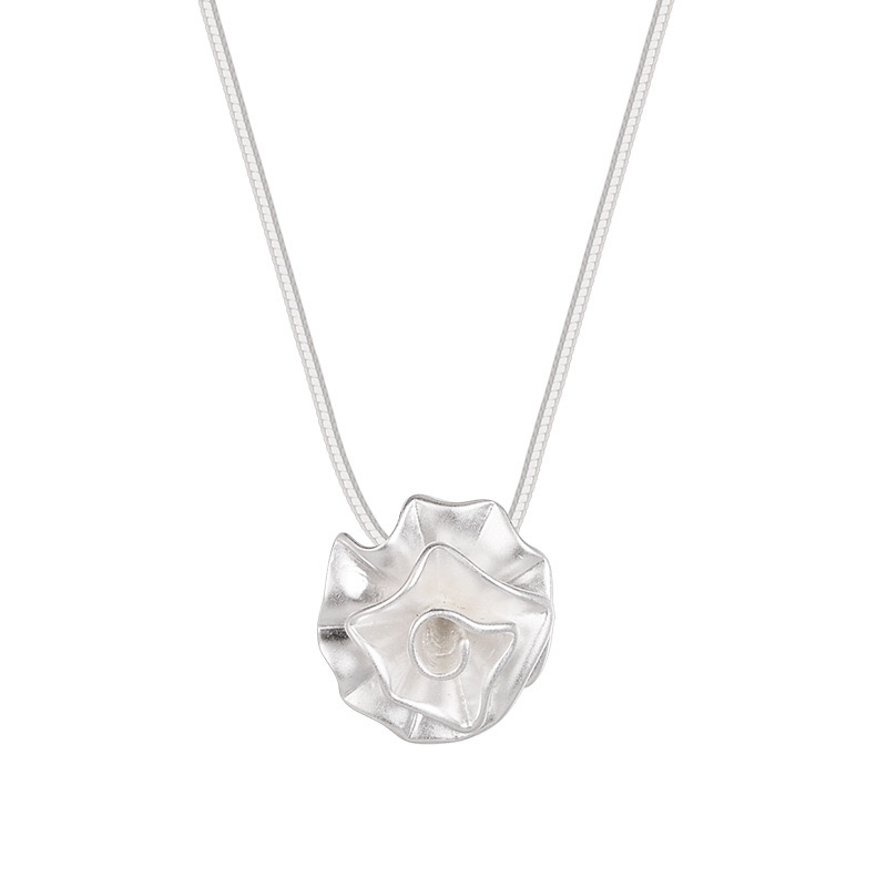Chinese style rose matte silver necklace AL24110501