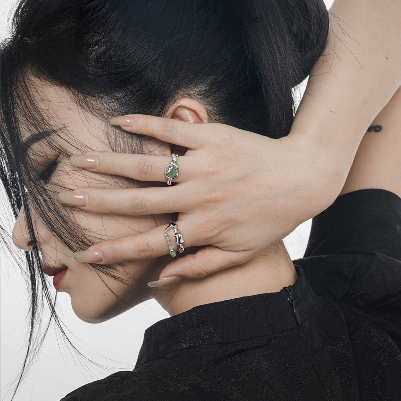 Aventurine Bamboo Style Ring