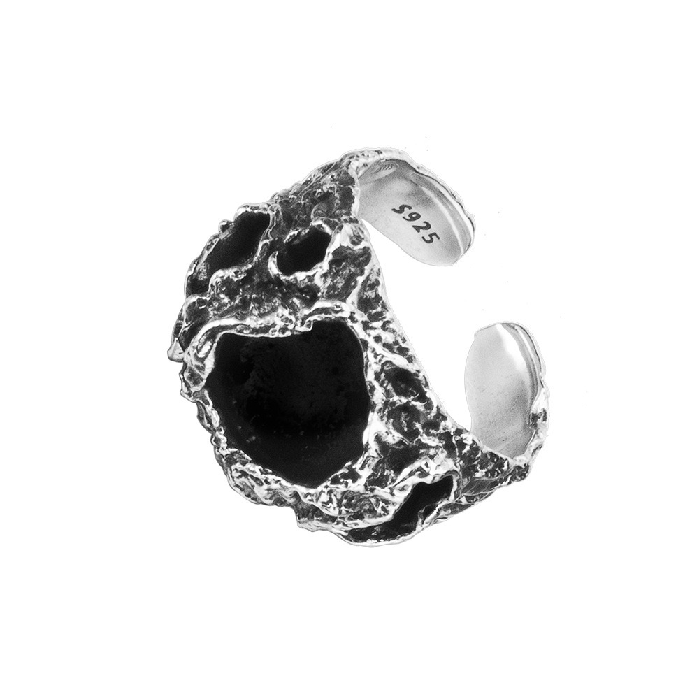 European style irregular texture distressed silver ring VU12311201