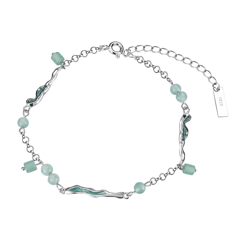 Light Luxury Forest Green Enamel Silver Anklet FL24110705