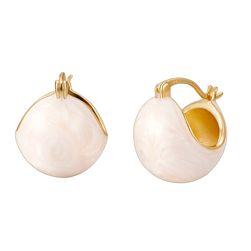 Light luxury boat shape enamel earrings NN24113025