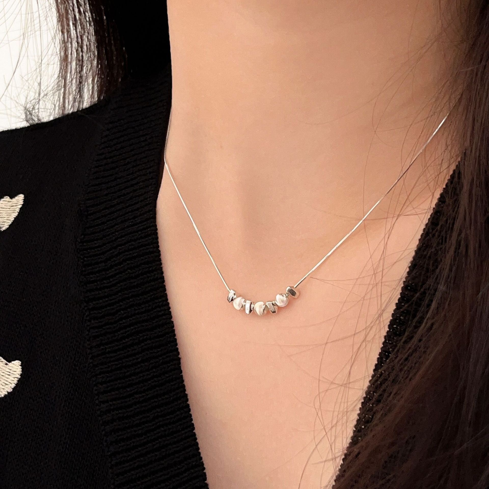 Light luxury irregular millet grain personality necklace NN24112913