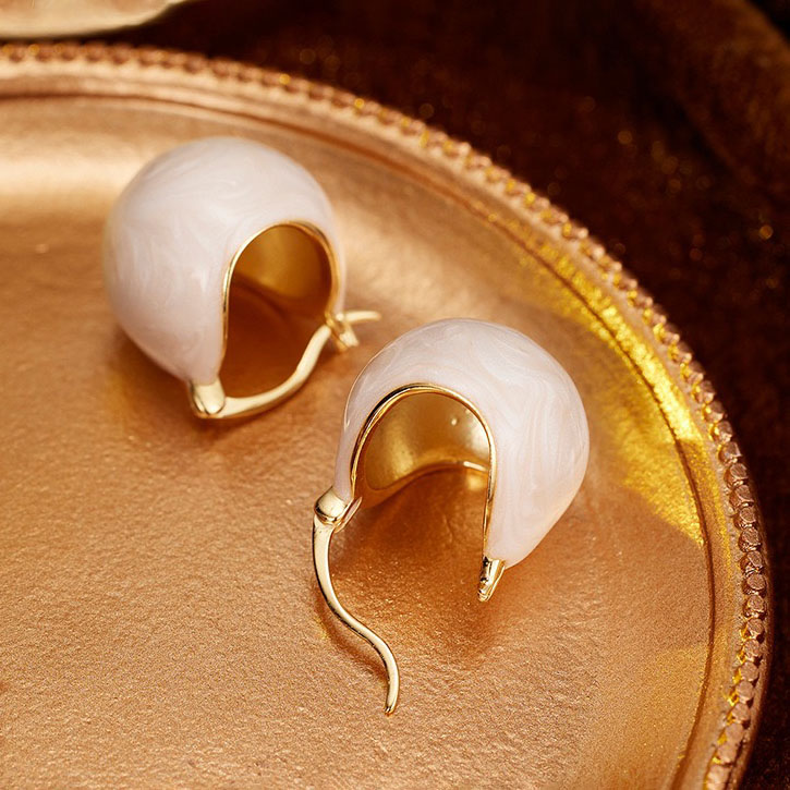 Light luxury boat shape enamel earrings NN24113025