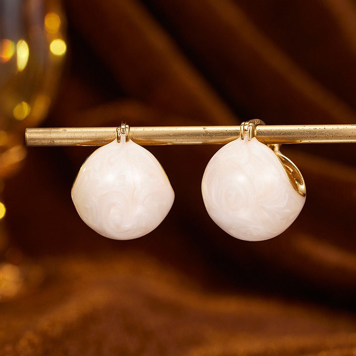 Light luxury boat shape enamel earrings NN24113025