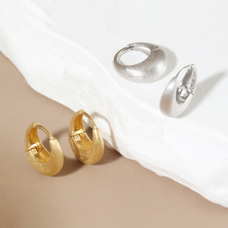 Light luxury brushed frosted moon earrings NN24113005