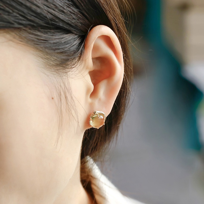 Light luxury cat lemon quartz earrings