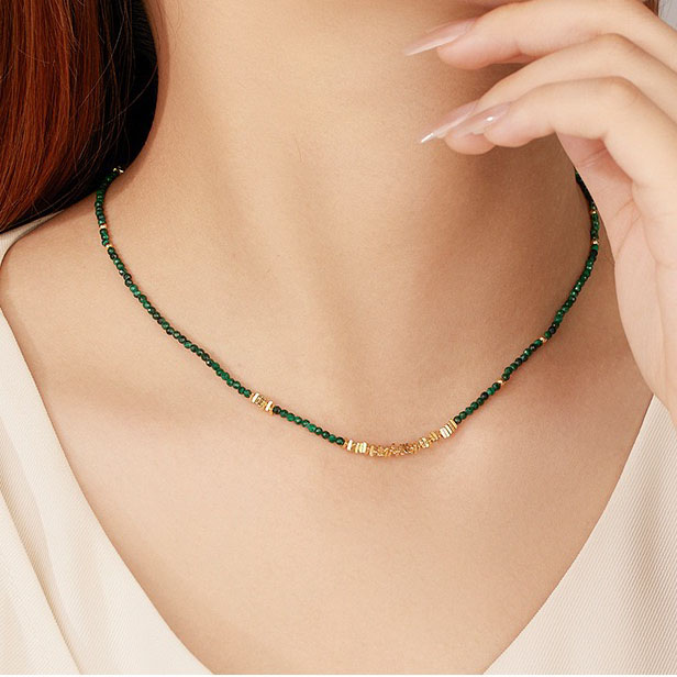 Light luxury natural malachite necklace