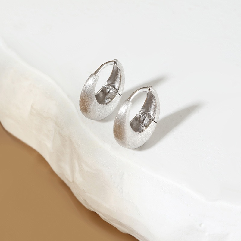 Light luxury brushed frosted moon earrings NN24113005