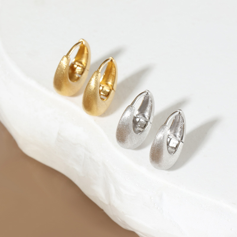 Light luxury brushed frosted moon earrings NN24113005