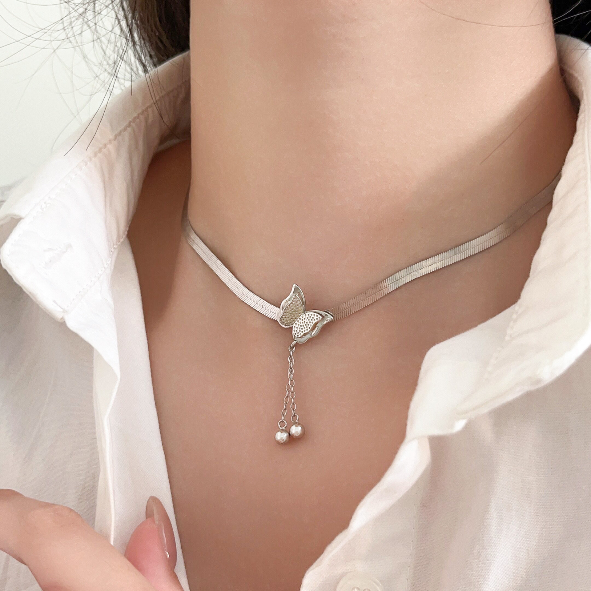 Light luxury butterfly tassel necklace NN24112912