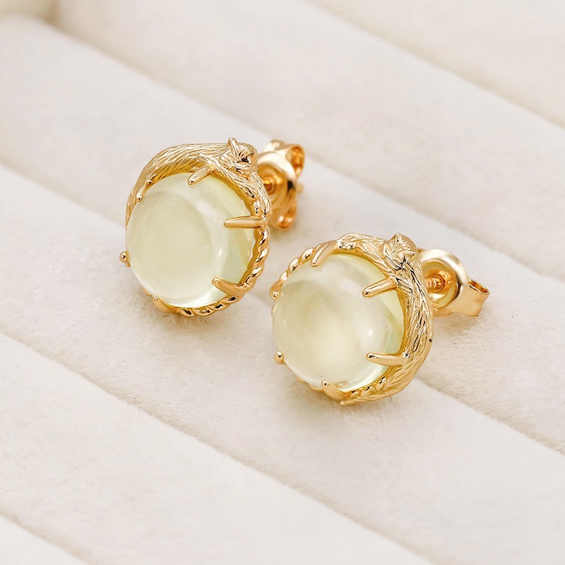 Light luxury cat lemon quartz earrings