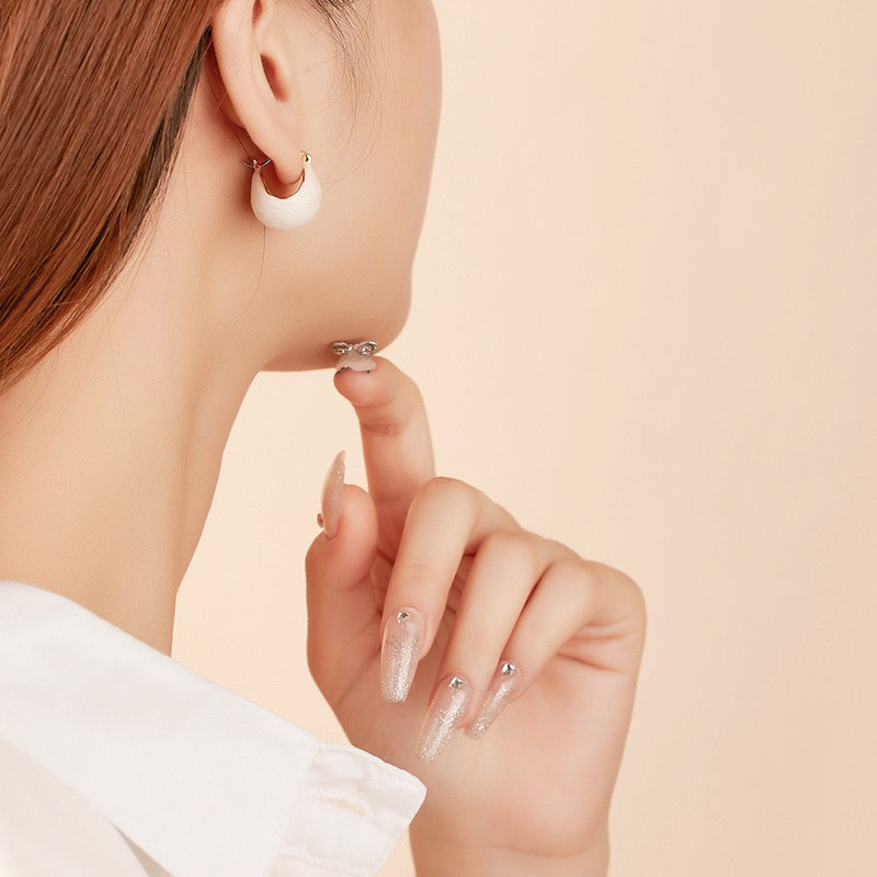 Light luxury boat shape enamel earrings NN24113025