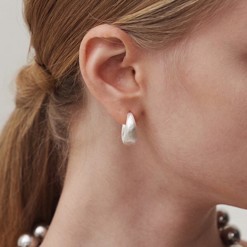 Light luxury brushed frosted moon earrings NN24113005