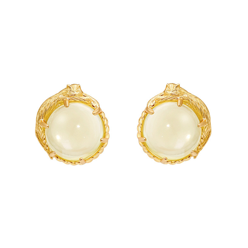 Light luxury cat lemon quartz earrings