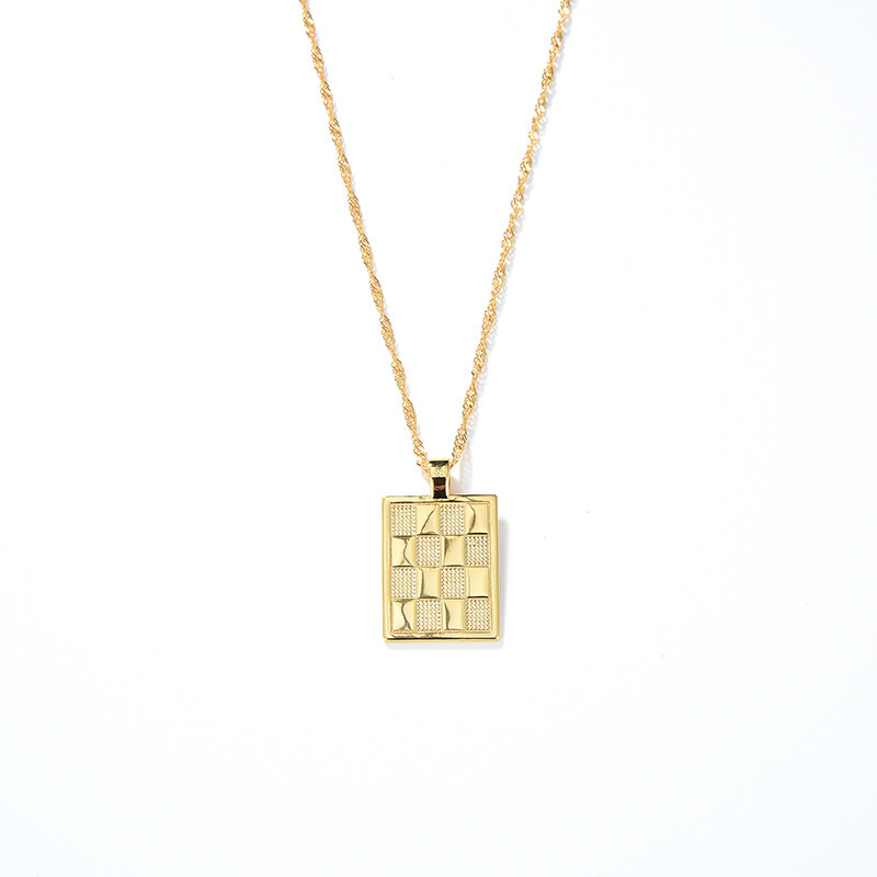 Light luxury cross braid pattern square necklace NN24112930