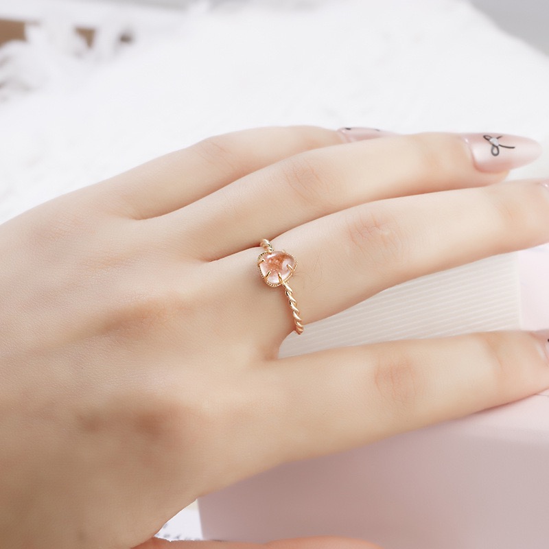 Light luxury love strawberry crystal ring NN24113013