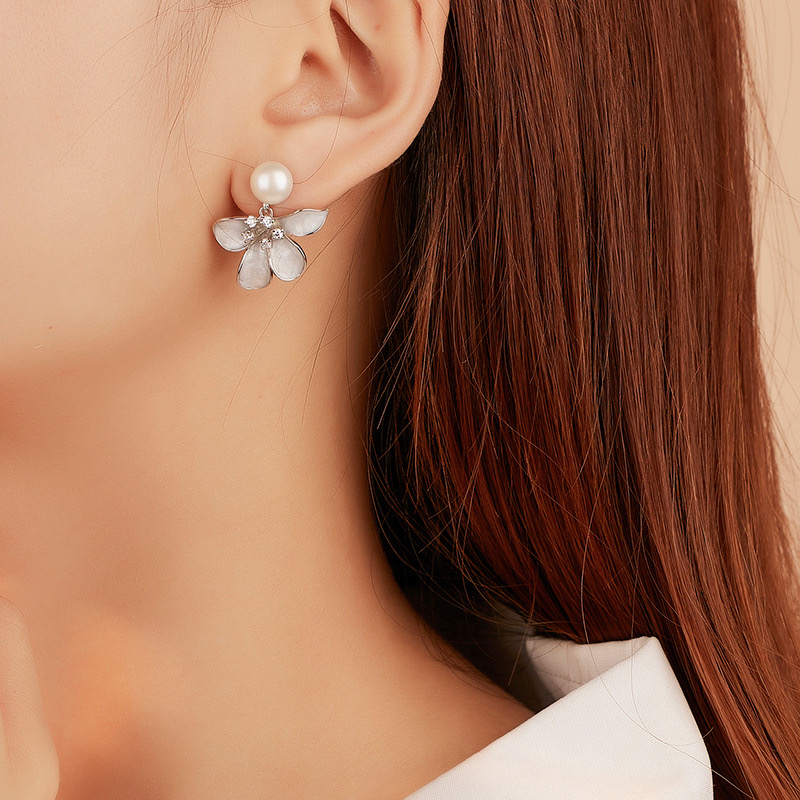 Light luxury flower enamel earrings NN24113026