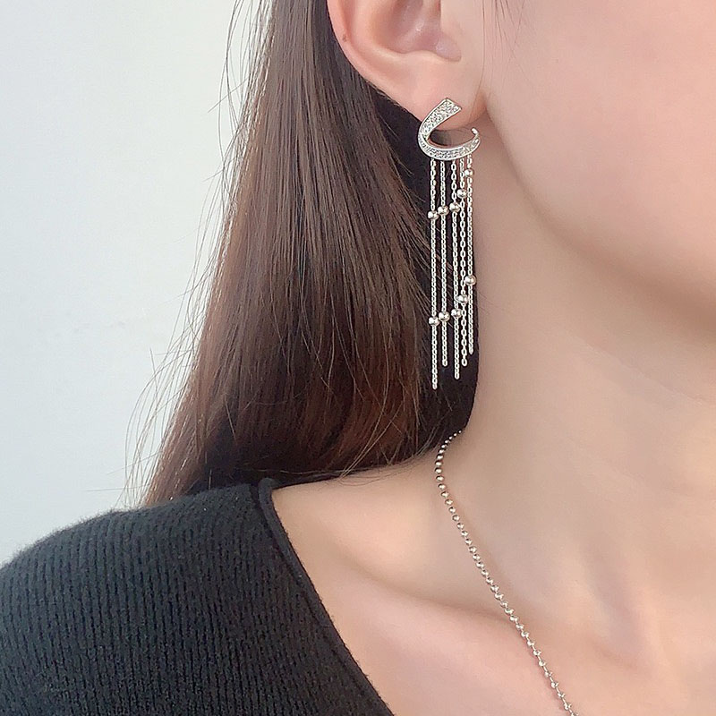 18K gold-plated long tassel earrings