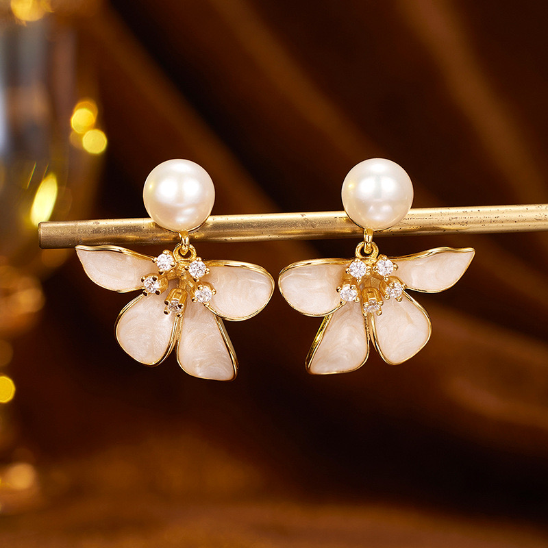 Light luxury flower enamel earrings NN24113026
