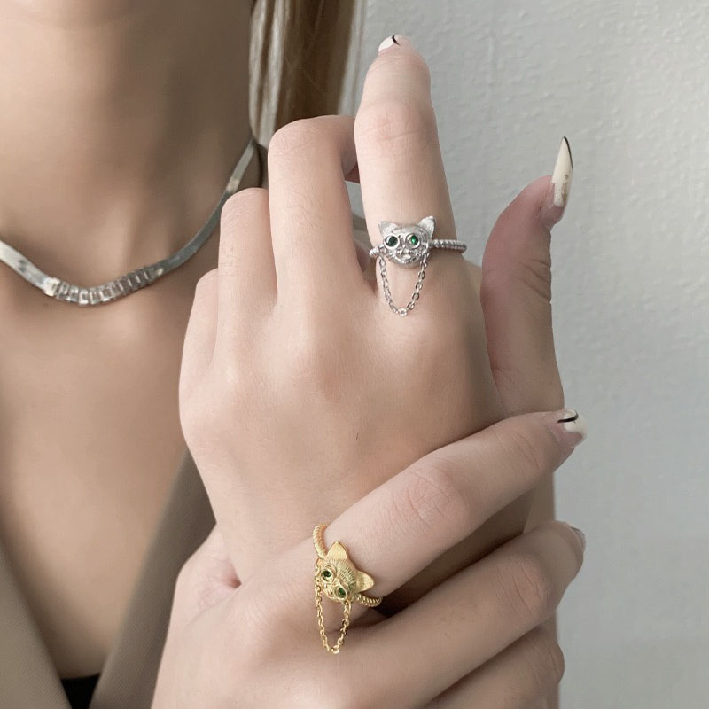 Light luxury cute cat ring