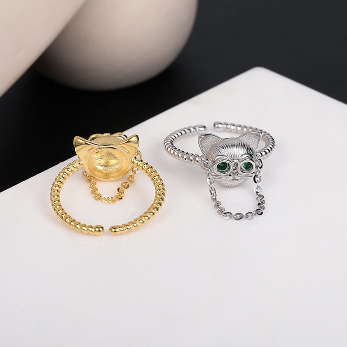Light luxury cute cat ring