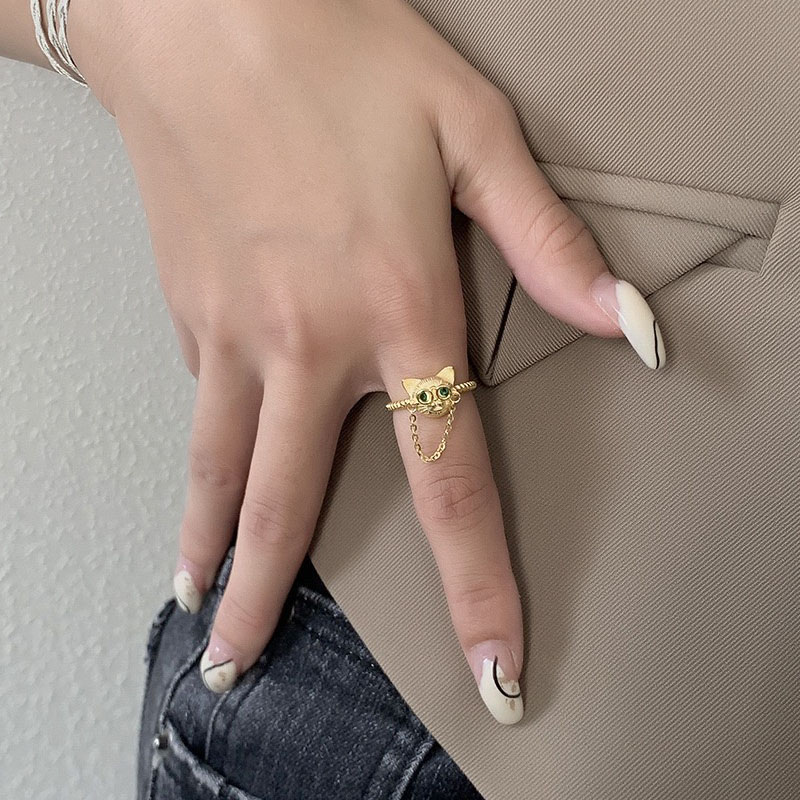 Light luxury cute cat ring