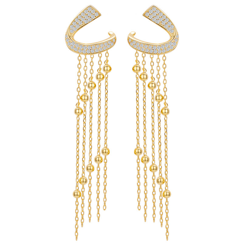 18K gold-plated long tassel earrings