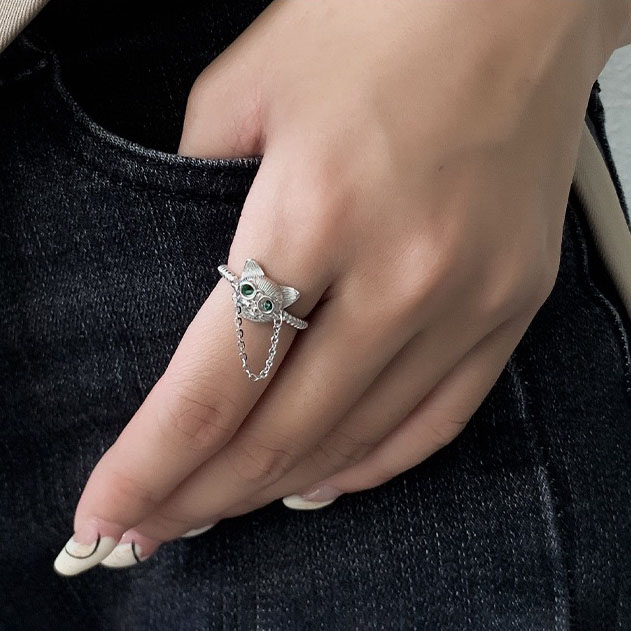 Light luxury cute cat ring