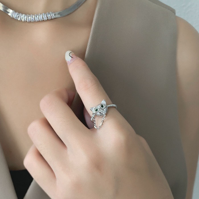 Light luxury cute cat ring