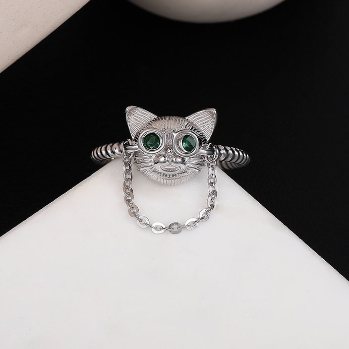 Light luxury cute cat ring