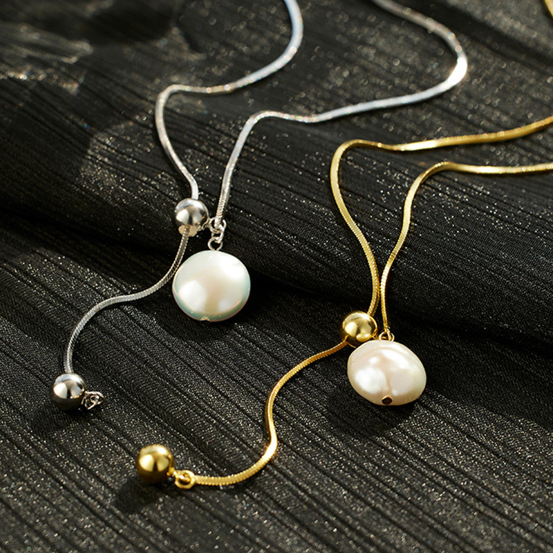 Light luxury long adjustable natural baroque pearl necklace NN24113029