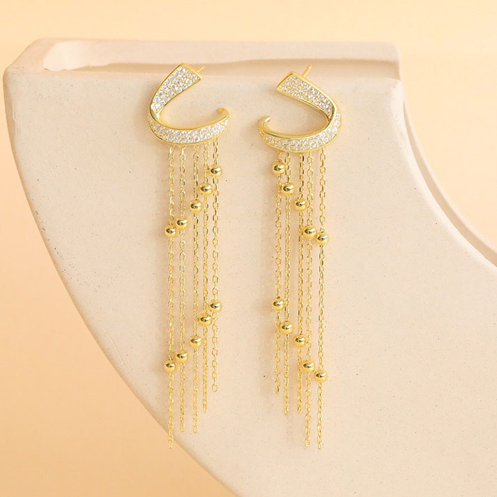 18K gold-plated long tassel earrings