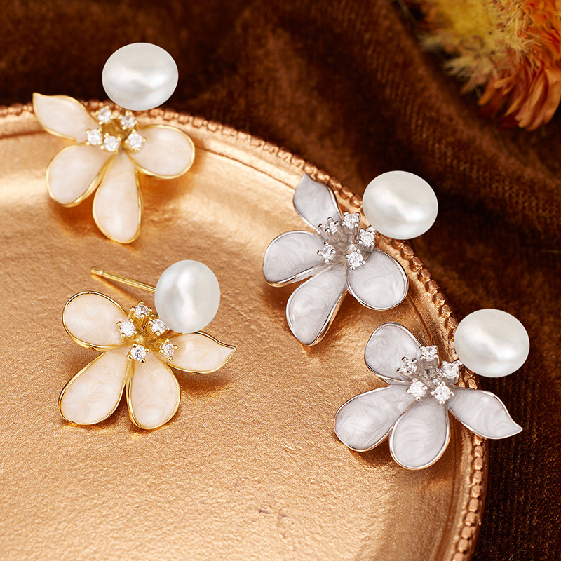 Light luxury flower enamel earrings NN24113026