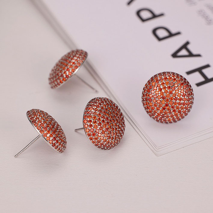 Red zirconium (platinum-plated) red umbrella earrings