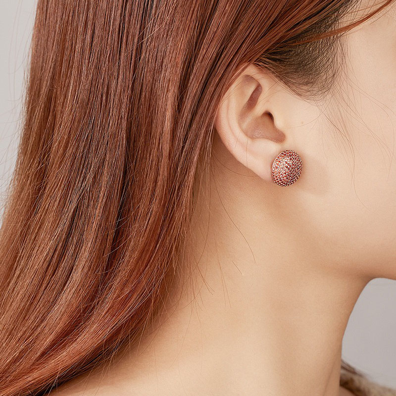 Red zirconium (platinum-plated) red umbrella earrings