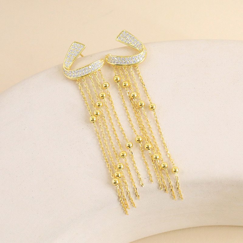 18K gold-plated long tassel earrings