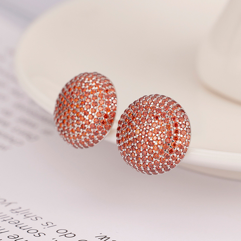 Red zirconium (platinum-plated) red umbrella earrings