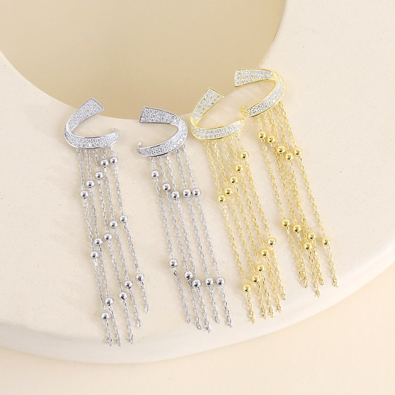 18K gold-plated long tassel earrings