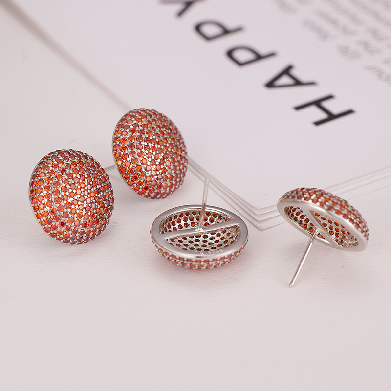 Red zirconium (platinum-plated) red umbrella earrings