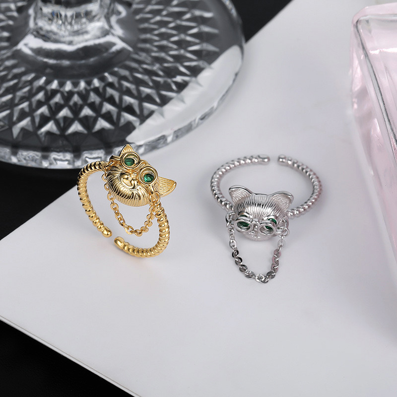 Light luxury cute cat ring