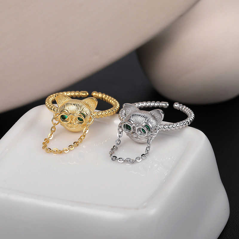 Light luxury cute cat ring