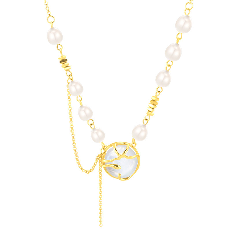 Light luxury special-shaped baroque pearl broken silver design necklace NN24120113