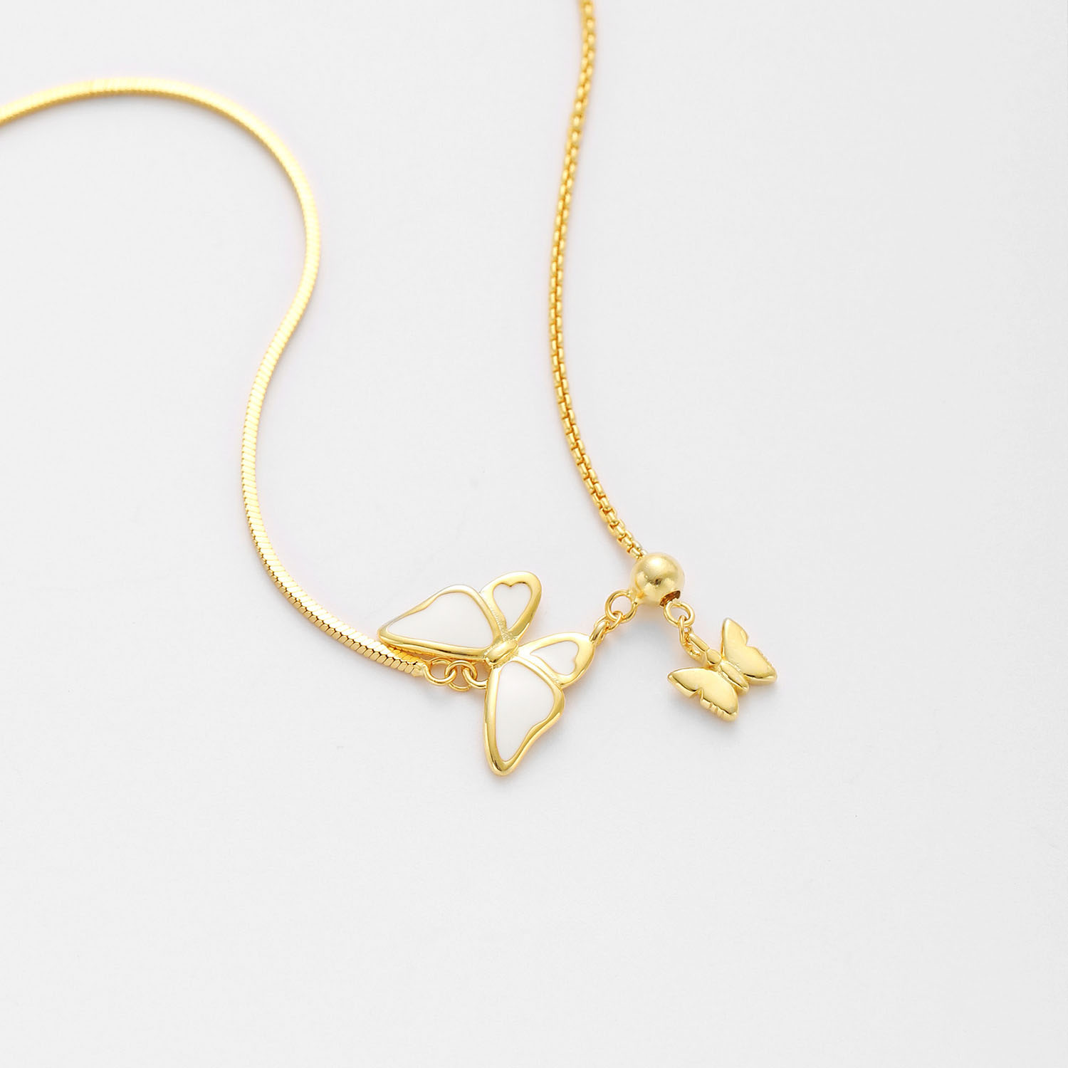 18K gold plated two butterflies necklace